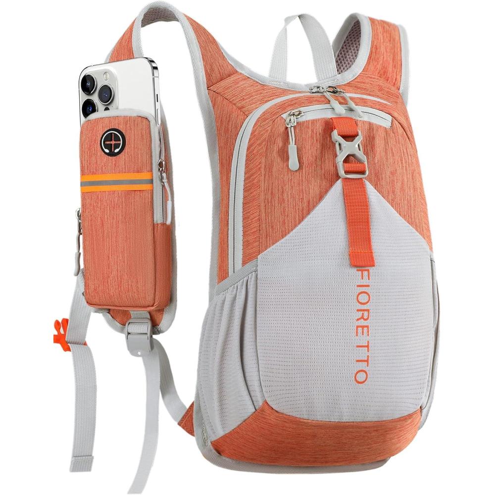 imageFIORETTO 15L Hiking Backpack for Women Men Mini Packable Backpack Lightweight Small Daypack for Camping Travel Outdoor BeigeOrange