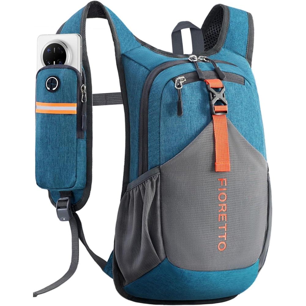 imageFIORETTO 15L Hiking Backpack for Women Men Mini Packable Backpack Lightweight Small Daypack for Camping Travel Outdoor BeigeTurquoise