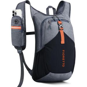 FIORETTO 15L Hiking Backpack for Women Men Mini Packable Backpack Lightweight Small Daypack for Camping Travel Outdoor, Beige(Grey and Black)