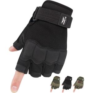 FIORETTO Fingerless Gloves, Half Finger Gloves for Driving, Cycling, Shooting, Hunting, Motorcycle, Climbing, Outdoor Work 215801(Black)