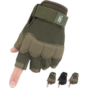 FIORETTO Fingerless Gloves, Half Finger Gloves for Driving, Cycling, Shooting, Hunting, Motorcycle, Climbing, Outdoor Work 215801(Green)