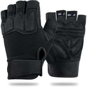 FIORETTO Fingerless Gloves for Airsoft Shooting Half Finger Hunting Hiking Cycling Driving Motorcycle Climbing Work Gloves M210603(Black)