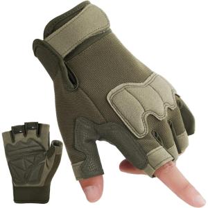 FIORETTO Fingerless Gloves for Airsoft Shooting Half Finger Hunting Hiking Cycling Driving Motorcycle Climbing Work Gloves M210603(Green)