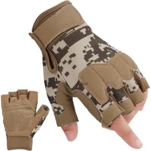FIORETTO Fingerless Gloves for Airsoft Shooting Half Finger Hunting Hiking Cycling Driving Motorcycle Climbing Work Gloves M210603(Yellow Camo)