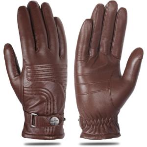 FIORETTO Men’s Chrome-Free Leather Driving Gloves Warm Cashmere Lined Touchscreen Winter Gloves M200814(Chestnut Brown)
