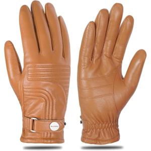 FIORETTO Men’s Chrome-Free Leather Driving Gloves Warm Cashmere Lined Touchscreen Winter Gloves M200814(Cognac)