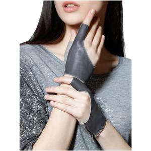 FIORETTO Womens Fingerless Leather Gloves Unlined Leather Driving Gloves Dancing Performance Punk Half Finger Gloves 160005(Stitched Gray)