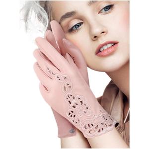 FIORETTO Womens Genuine Leather Driving Gloves Touchscreen Unlined Sheepskin Ladies Driving Gloves Thin W160020(Pink Non-touch)