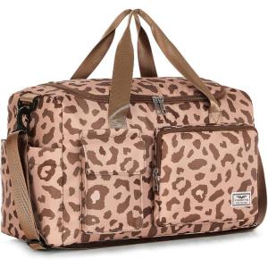 FIORETTO Women’s Gym Duffle Bag with Shoes Compartment, 37L Capacity, Ideal for Travel, Gym, Sports, Duffel, Weekender(Leopard Brown)
