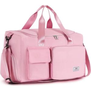 FIORETTO Women’s Gym Duffle Bag with Shoes Compartment, 37L Capacity, Ideal for Travel, Gym, Sports, Duffel, Weekender(Light Pink)