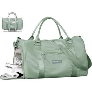 FIORETTO Womens Gym Tote Duffle Bag with Toiletry Bag, Sports Duffel Overnight Hospital Workout Carry on Bag for Girls with Wet Pocket & Shoe Compartment, Ideal for Travel, Swimming, Dance Purple(Celadon)