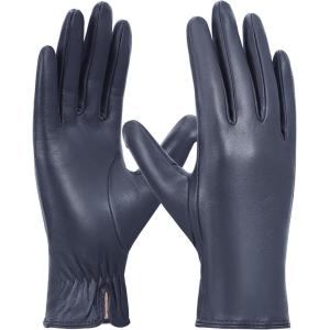 FIORETTO Womens Leather Gloves Winter Touchscreen Warm Wool/Fleece Lined Sheepskin Driving Gloves (Chrome-Free) W24004(Gray)