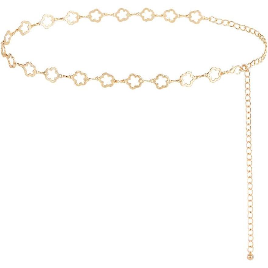 image:imageFIORETTO Chain Belt for Women Metal Waist Chain Fashion Multilayer Chain Belts for DressFlowergold
