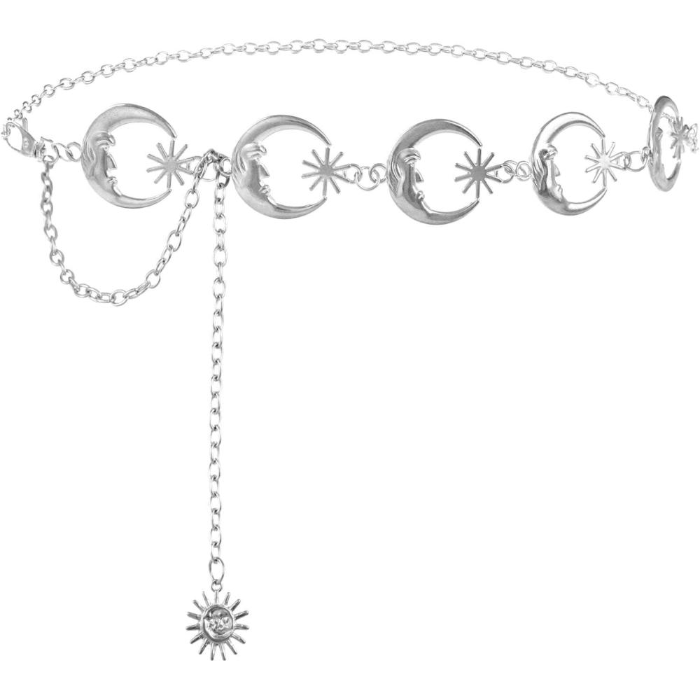 image:imageFIORETTO Chain Belt for Women Metal Waist Chain Fashion Multilayer Chain Belts for DressMoonsilver