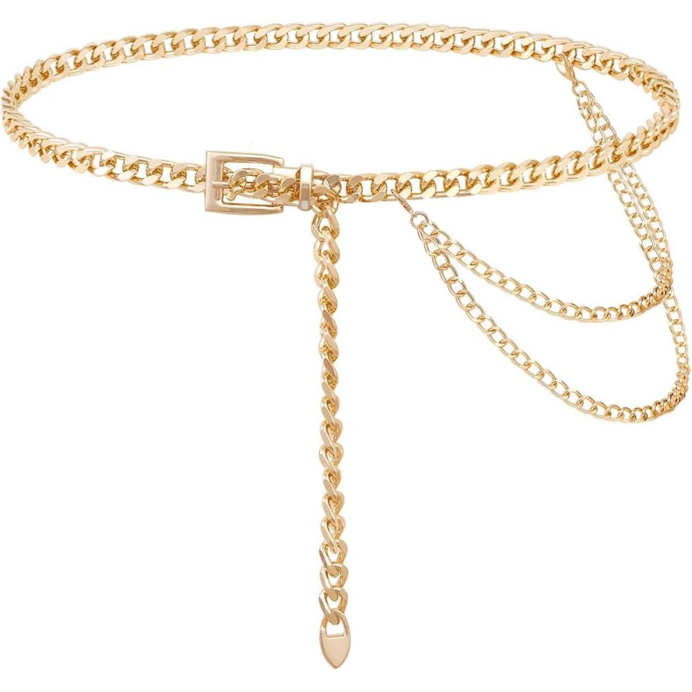 image:imageFIORETTO Chain Belt for Women Metal Waist Chain Fashion Multilayer Chain Belts for DressMultilayergold