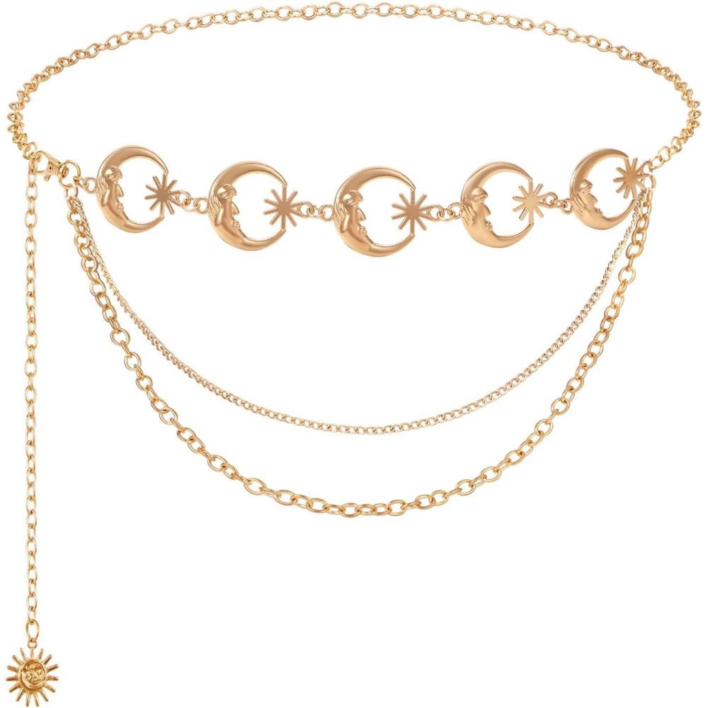 image:imageFIORETTO Chain Belt for Women Metal Waist Chain Fashion Multilayer Chain Belts for DressMultimoongold