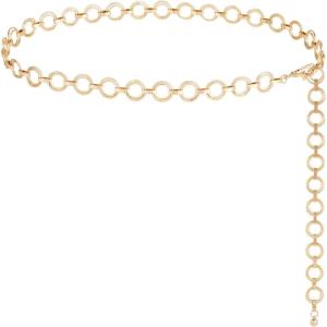FIORETTO Chain Belt for Women Metal Waist Chain Fashion Multilayer Chain Belts for Dress(Electroplate Circle-gold)