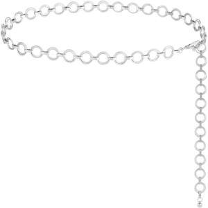 FIORETTO Chain Belt for Women Metal Waist Chain Fashion Multilayer Chain Belts for Dress(Electroplate Circle-silver)