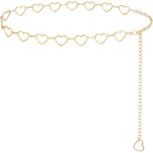 FIORETTO Chain Belt for Women Metal Waist Chain Fashion Multilayer Chain Belts for Dress(Heart-gold)
