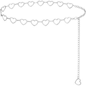 FIORETTO Chain Belt for Women Metal Waist Chain Fashion Multilayer Chain Belts for Dress(Heart-silver)