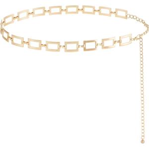 FIORETTO Chain Belt for Women Metal Waist Chain Fashion Multilayer Chain Belts for Dress(Square-gold)