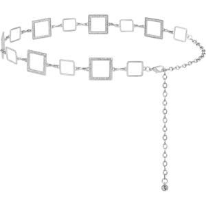FIORETTO Chain Belts for Women Fashion Metal Waist Chain Chunky Belts for Dresses Jeans(Silver)