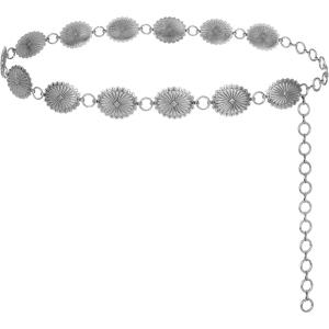 FIORETTO Metal Waist Chain Link Belt for Women Western Cowgirl Boho Turquoise Belts for Dress Jeans Country Concert Outfit(Silver-95)