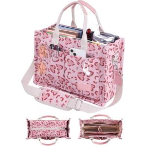 FIORETTO Canvas Tote Bag for Women with Zipper Closure & Individual Compartments for Work College for Teacher & Nurse(Rose Heart)