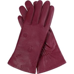 FIORETTO Women’s Winter Chrome-Free Sheepskin Leather Gloves Cashmere Wool Lined, Touchscreen & Embroidered W25003(Burgundy)