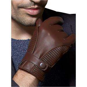 FIORETTO Men’s Winter Leather Gloves – Chrome-Free Sheepskin Driving Gloves with Cashmere Lining & Touchscreen M16516(Chestnut Brown)