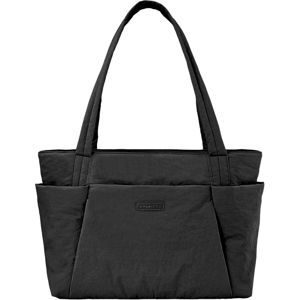 image:imageFIORETTO Tote Bag for Women Lightweight Work Handbag with Compartments Shoulder Bag for Work Travel GymBlack