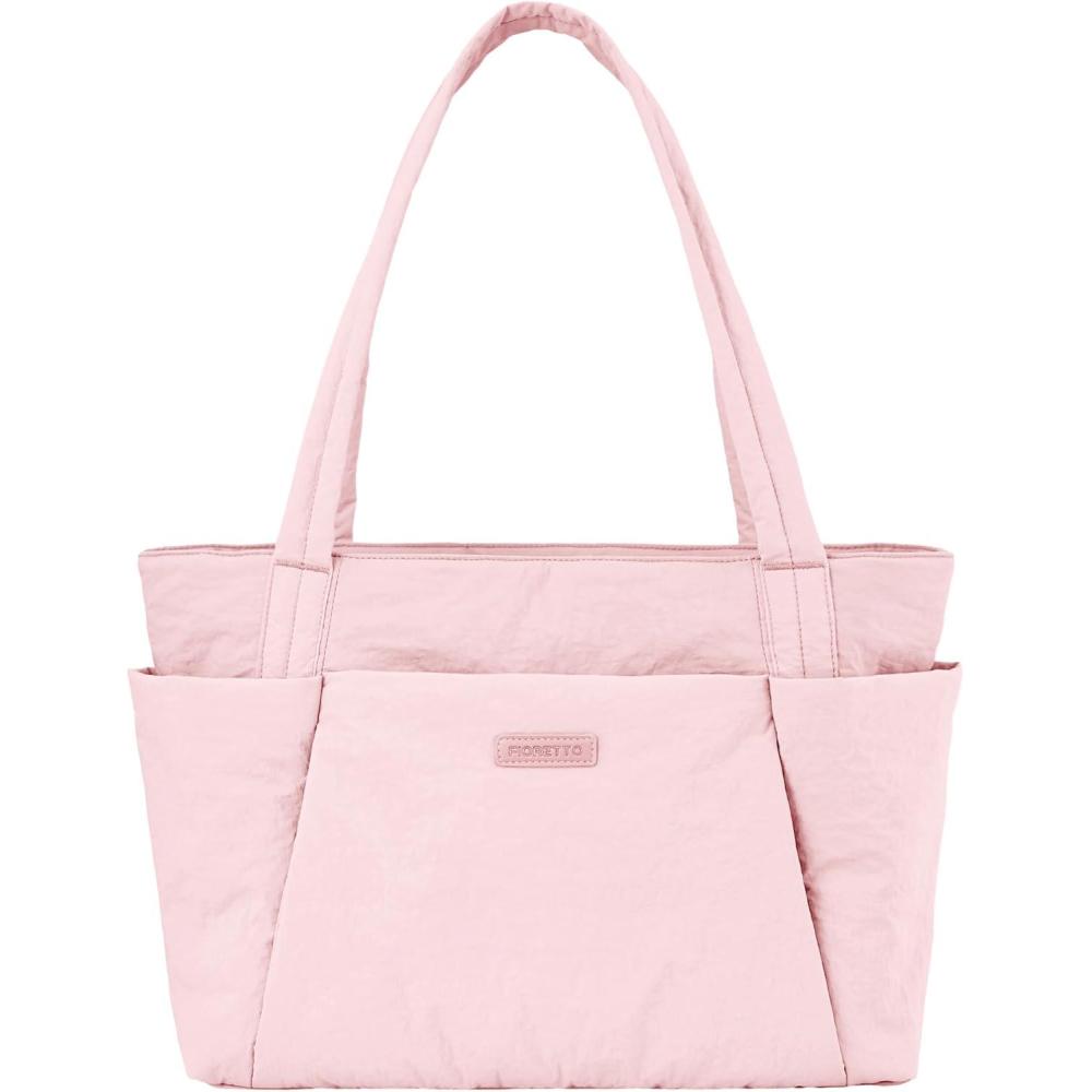 image:imageFIORETTO Tote Bag for Women Lightweight Work Handbag with Compartments Shoulder Bag for Work Travel GymPink