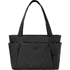 FIORETTO Tote Bag for Women, Lightweight Work Handbag with Compartments, Shoulder Bag for Work Travel Gym(Black)