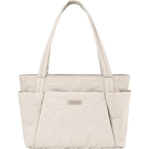 FIORETTO Tote Bag for Women, Lightweight Work Handbag with Compartments, Shoulder Bag for Work Travel Gym(Khaki)