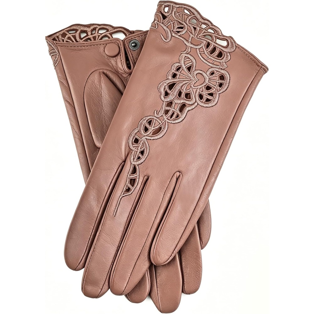 image:imageFIORETTO Womens Genuine Leather Driving Gloves Touchscreen Unlined Sheepskin Ladies Driving Gloves Thin W160020Camel
